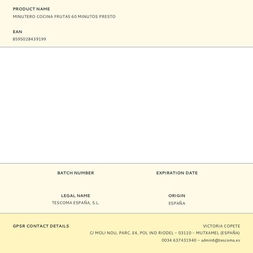 Minutero Cocina Frutas 60 Minutos Presto