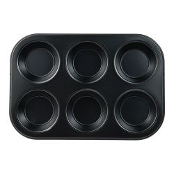 Molde Para 6 Magdalenas De Acero Al Carbono, Experto, 26,5 X 18,5 X 3 Cm