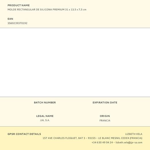 Molde Rectangular De Silicona Premium 31 X 13,5 X 7,5 Cm