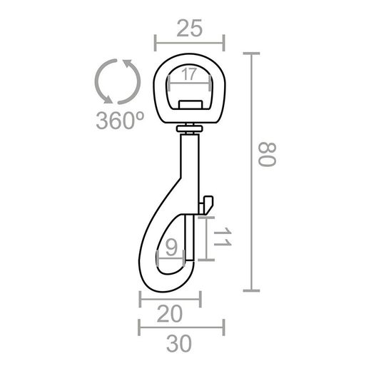 Mosquetón Llavero Anilla, Msq05, Acero Niquelado, 80 Mm, 5/8"