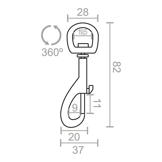 Mosquetón Llavero Anilla, Msq05, Acero Niquelado, 82 Mm, 3/4"