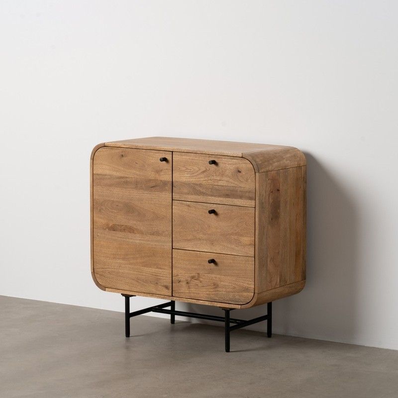 Mueble Auxiliar Natural Madera De Mango 80 X 40 X 80 Cm