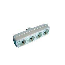 Multiconector 4 Tomas 2P + T 16 A 250 V Blanco (Retractilado)
