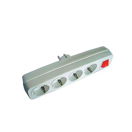Multiconector 4 Tomas 2P + T 16 A 250 V Con Interruptor Luminoso, Blanco (Retractilado)