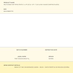 Multiconector Triple Mixto: 2 X 2P (10 A) + 2P + T (16 A) 250 V Blanco (Retractilado)