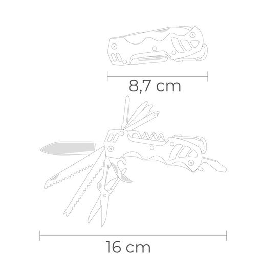Multiherramienta Con Mosquetón Modelo Plateado, Serie K2