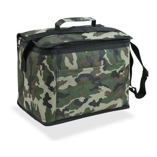 Nevera Tipo Bolsa 10 L Diseño Camuflaje Con Ribete Y Asa Negra, 28 X 22 X 16 Cm