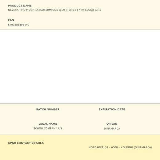 Nevera Tipo Mochila 5 Kg Gris 26 X 19,5 X 37 Cm