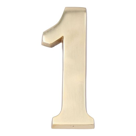 Número 1 Latón Pulido 10Cm Fijación Invisible