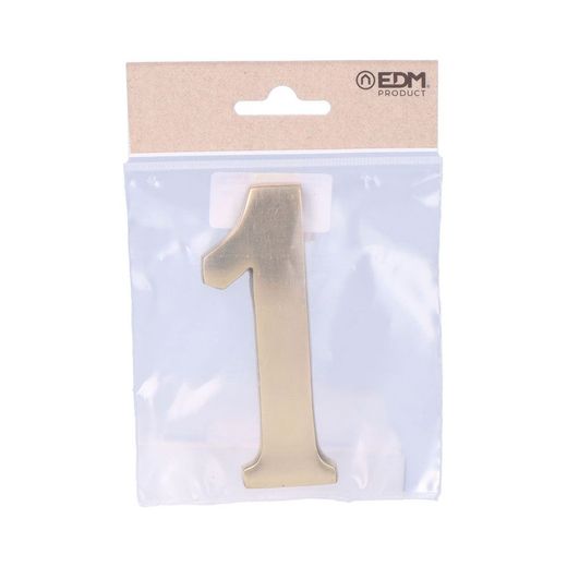 Número 1 Latón Pulido 10Cm Fijación Invisible
