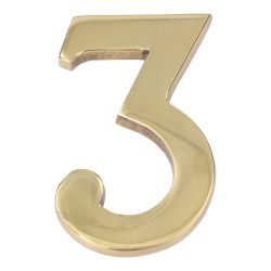 Número 3 Latón Pulido 10Cm Fijación Invisible