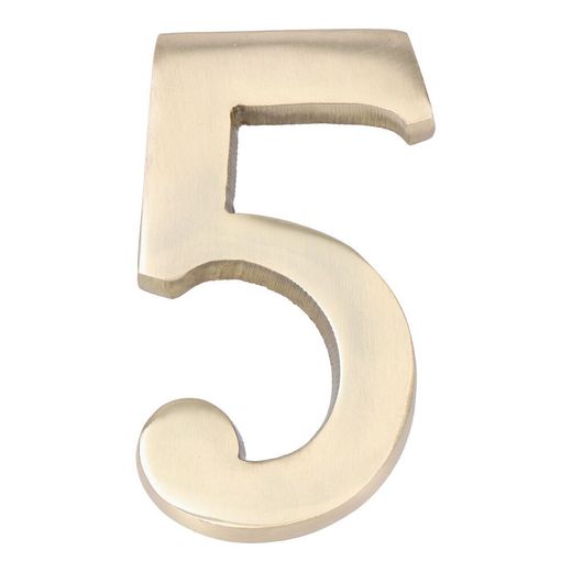 Número 5 Latón Pulido 10Cm Fijación Invisible