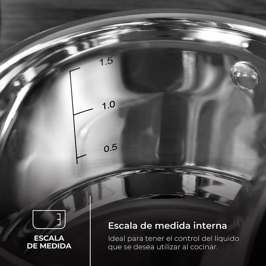 Olla 1,8 L De Acero Inoxidable Con Tapa Foodies Ø16 X 10 Cm