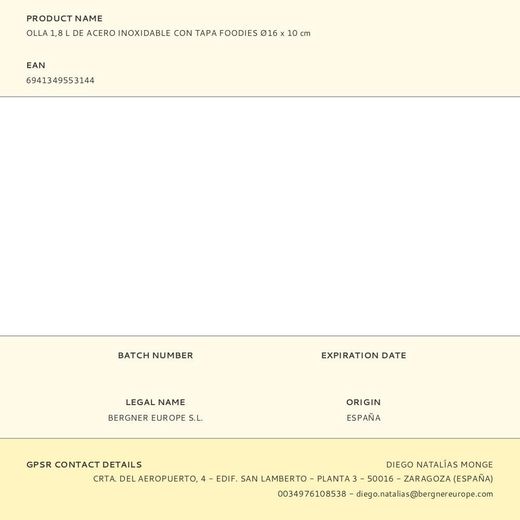 Olla 1,8 L De Acero Inoxidable Con Tapa Foodies Ø16 X 10 Cm