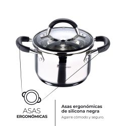 Olla 1,8 L De Acero Inoxidable Con Tapa Foodies Ø16 X 10 Cm
