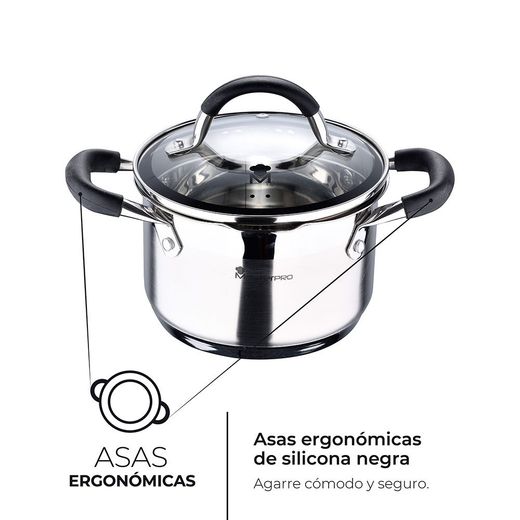 Olla 1,8 L De Acero Inoxidable Con Tapa Foodies Ø16 X 10 Cm