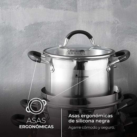 Olla 5 L De Acero Inoxidable Con Tapa Foodies Ø24 X 12 Cm