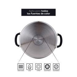 Olla 9,5 L De Acero Inoxidable Con Tapa Foodies Ø28 X 16,5 Cm