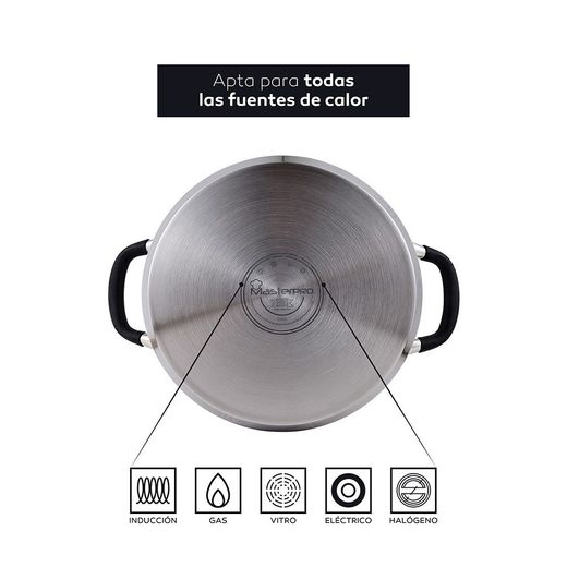 Olla 9,5 L De Acero Inoxidable Con Tapa Foodies Ø28 X 16,5 Cm