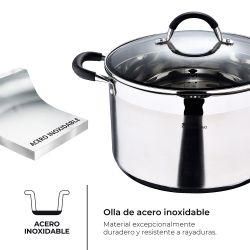 Olla 9,5 L De Acero Inoxidable Con Tapa Foodies Ø28 X 16,5 Cm