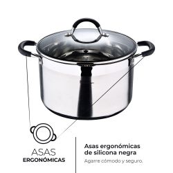 Olla 9,5 L De Acero Inoxidable Con Tapa Foodies Ø28 X 16,5 Cm