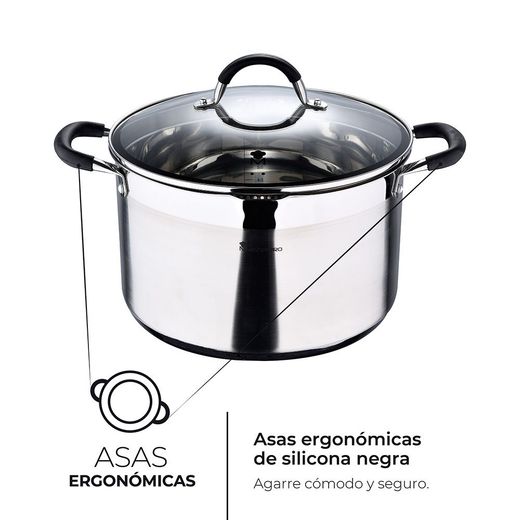 Olla 9,5 L De Acero Inoxidable Con Tapa Foodies Ø28 X 16,5 Cm