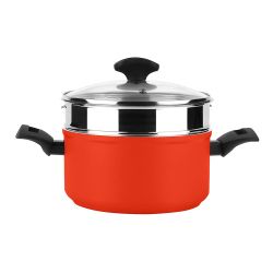 Olla Maxima + Tapa + Steamer Roja Aluminio Ø20 X 10 Cm