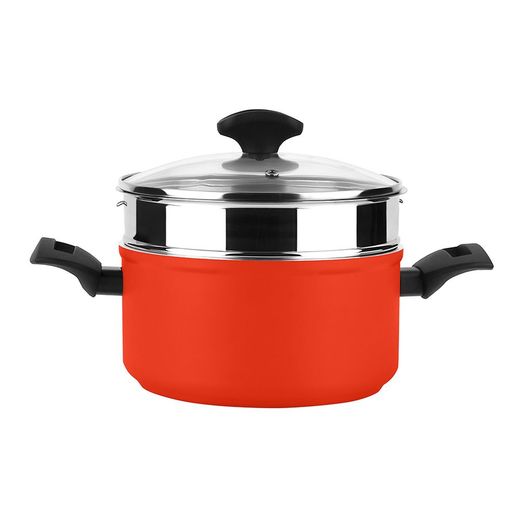 Olla Maxima + Tapa + Steamer Roja Aluminio Ø20 X 10 Cm