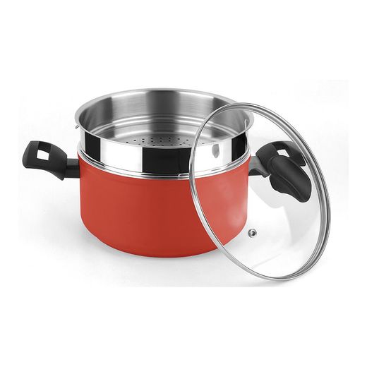 Olla Maxima + Tapa + Steamer Roja Aluminio Ø20 X 10 Cm
