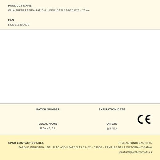 Olla Super Rápida Rapid 8 L Inoxidable 18/10 Ø23 X 21Cm