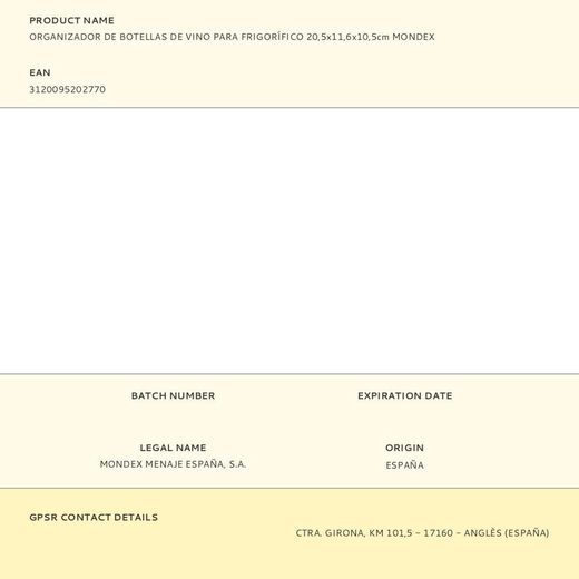 Organizador Para Frigorífico De Botellas De Vino 20,5 X 11,6 X 10,5 Cm