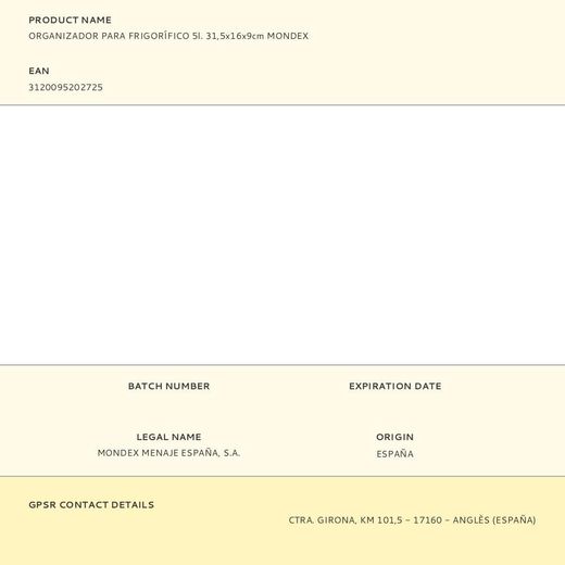 Organizador Para Frigorífico 5 L 31,5 X 16,0 X 09 Cm