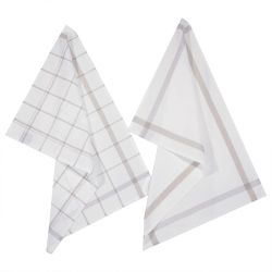 Trapos De Cocina Modelo Cuadros Color Gris 45 X 70 Cm, 2 Uds