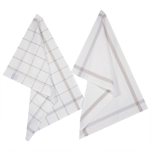 Trapos De Cocina Modelo Cuadros Color Gris 45 X 70 Cm, 2 Uds