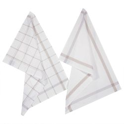 Trapos De Cocina Modelo Cuadros Color Gris 45 X 70 Cm, 2 Uds