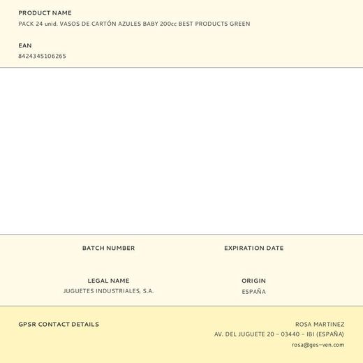 Vasos De Cartón Azules Baby 200Cc, 24 Uds