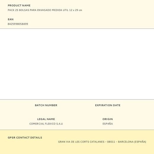 Pack 25 Bolsas Para Envasado Medida Util 12 X 29 Cm