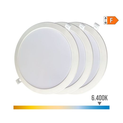 Pack 3 Downlights Led 18 W Luz Fría 6400 K