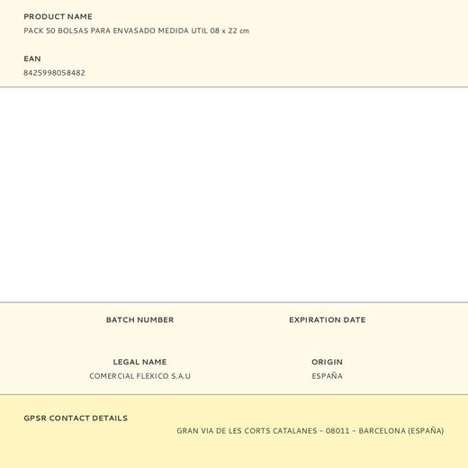 Pack 50 Bolsas Para Envasado Medida Util 08 X 22 Cm