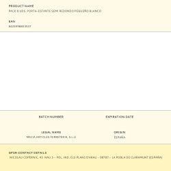 Pack 8 Uds. Porta-Estante Semi Redondo Pequeño Blanco