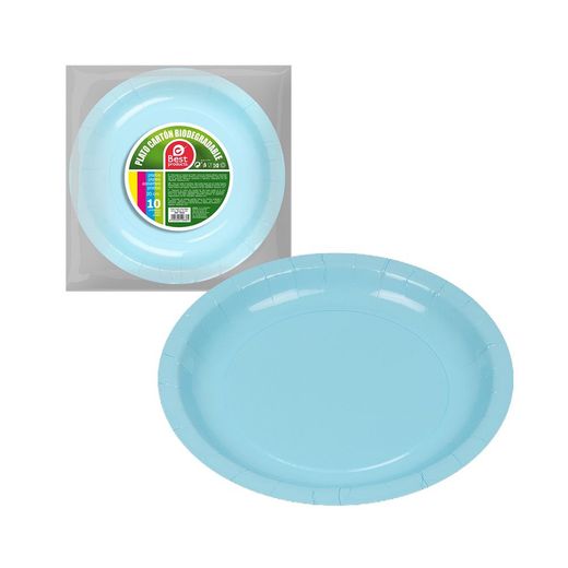 Platos De Cartón Azules Ø20 Cm, 10 Uds