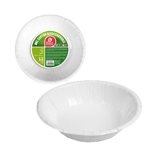 Pack Con 12 Unid. Bols Blancos De Cartón Ø17Cm Best Products Green