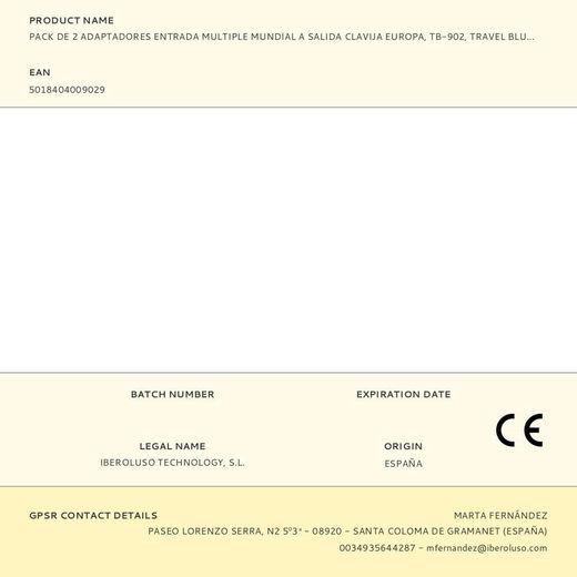 Pack De 2 Adaptadores Entrada Multiple Mundial A Salida Clavija Europa, Tb-902, Travel Blue