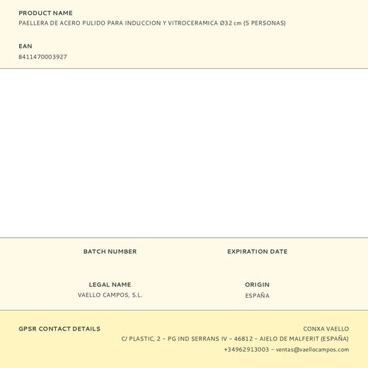 Paellera De Acero Pulido Para Induccion Y Vitroceramica Ø32Cm (5 Personas)