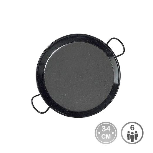 Paellera Tradicional De Acero Esmaltado Ø34 Cm (6 Personas)