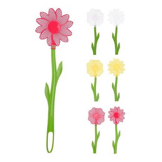 Pala Matamoscas Con Forma De Flor, Modelos/Colores Surtidos, Ø12 X 47 Cm
