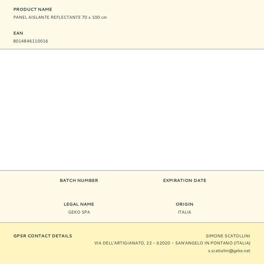 Panel Aislante Reflectante 70 X 100 Cm