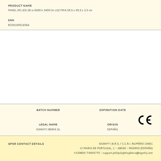 Panel De Led 28 W 6500 K 3400 Lm Luz Fria 59,5 X 59,5 X 3,5 Cm