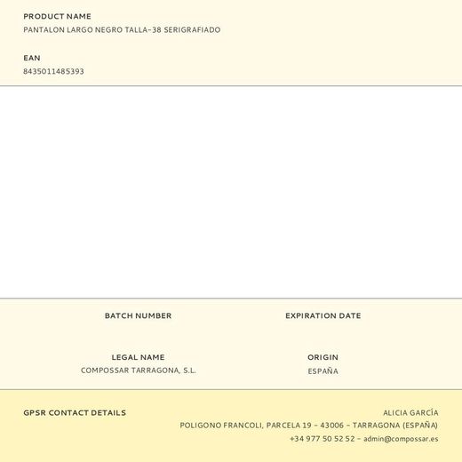 Pantalon Largo Negro Talla-38 Serigrafiado