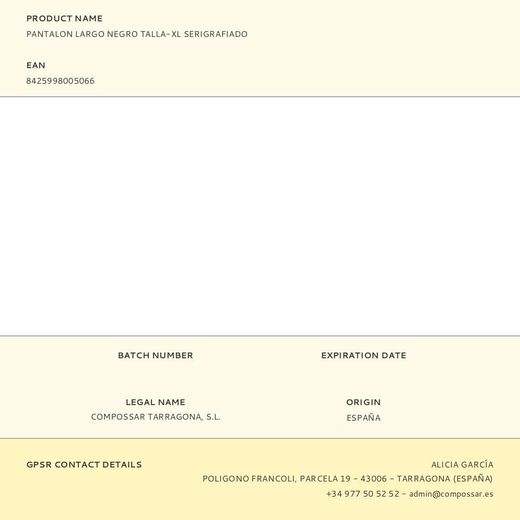 Pantalon Largo Negro Talla-Xl Serigrafiado